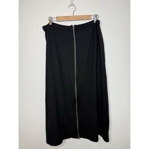 J Jill Long Skirt Medium Black Front 2 Way Zipper MAXI Modest Minimalist Lagen M